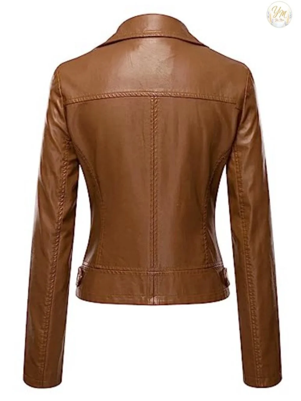 Women's Faux Leather Moto Biker Short Coat Jacket Zip Up Long Sleeve Lapel